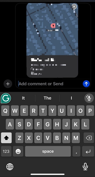 tap Send | Drop Pin Location iPhone