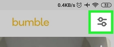 Click the filter icon | Change Your Location on Bumble