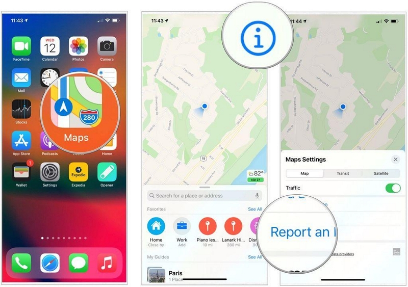Probleme mit Apple Map melden | iPhone-Fotos reparieren, auf denen der Standort nicht angezeigt wird