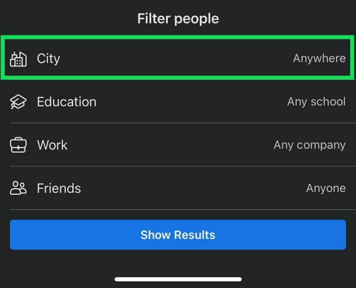 Filteroption festlegen | Freunde auf Facebook nach Standort finden