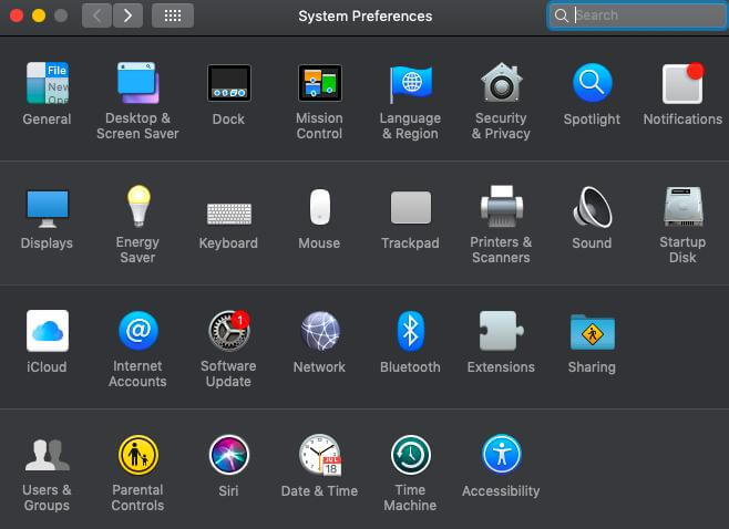 open System Preferences | Change Location on Mac