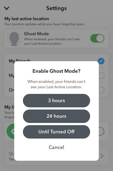 Ghost-Modus in Snap Map einstellen | Standort auf Snapchat ändern
