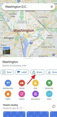 tap Share | Share Location on Messenger