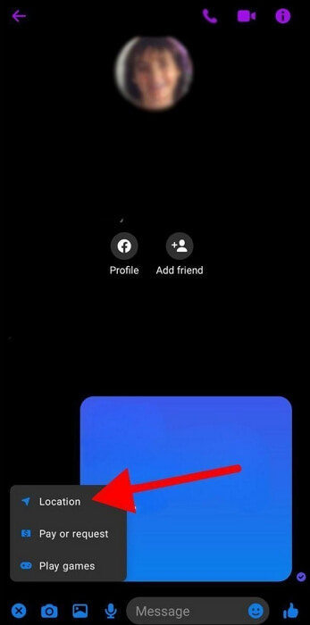 tap Location | Share Location on Messenger