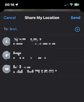 choose Contact | Request Location on iPhone
