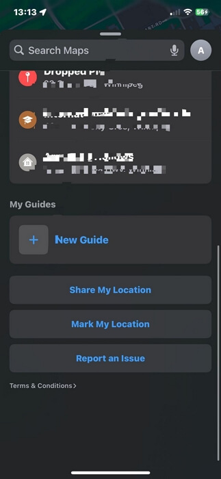 tippe auf „Meinen Standort teilen | App Store-Standort ändern“