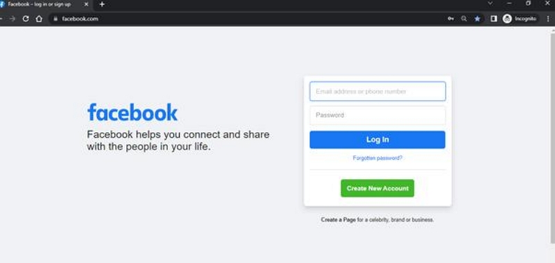 新的私人視窗| Facebook 維持登出狀態