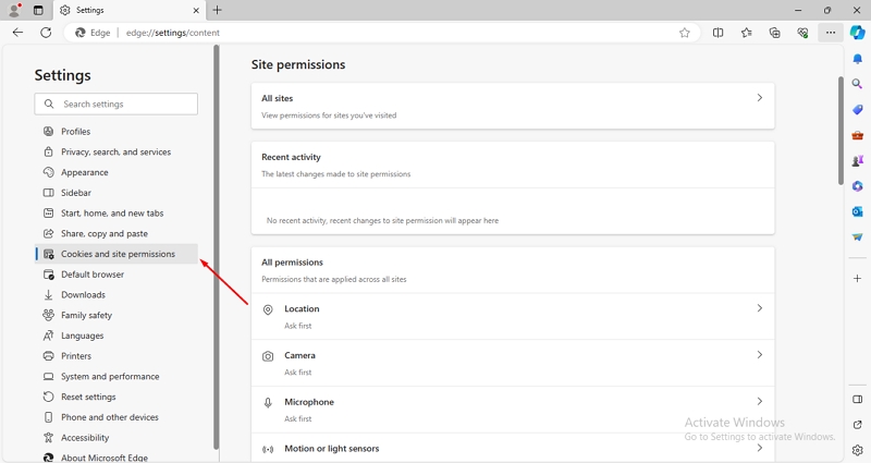 Cookies and site permissions | browser location permission iphone