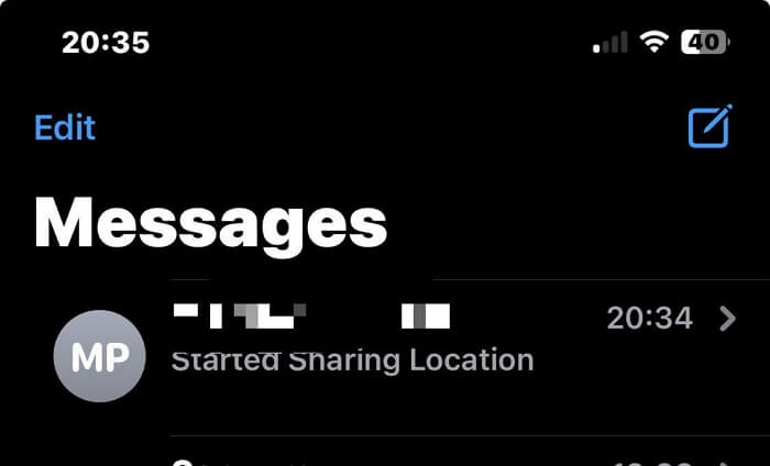 Tippen Sie auf „In iMessage bearbeiten“ | „Standortfreigabe in iMessage beenden“
