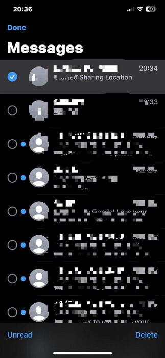 Konversation löschen | Standortfreigabe in iMessage beenden