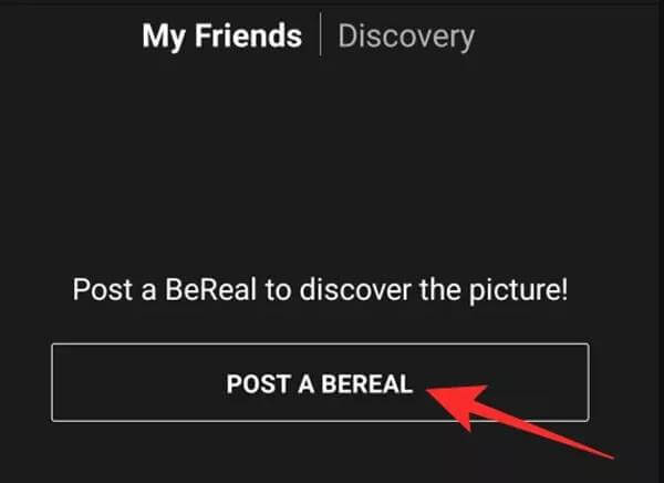 tippe auf „Ein BeReal posten | Standort auf BeReal entfernen“