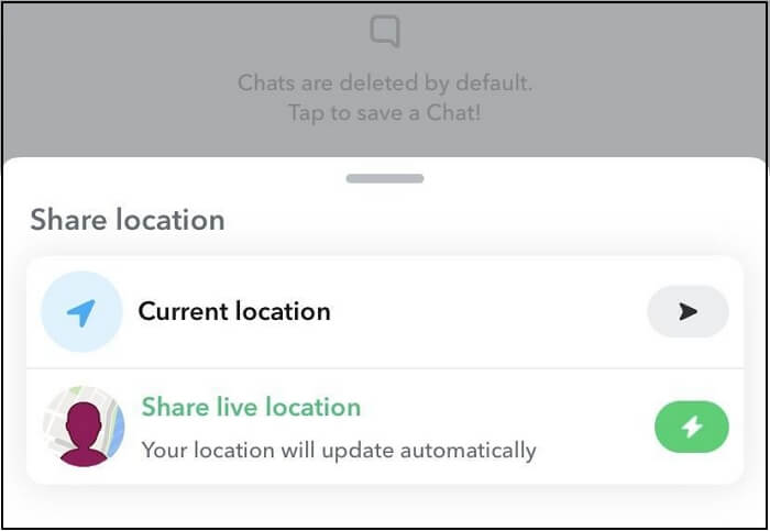 tippe auf „Live-Standort teilen | Standort auf Snapchat ändern“