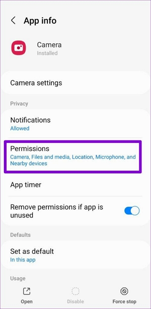 Select Permission | turn off location on photos