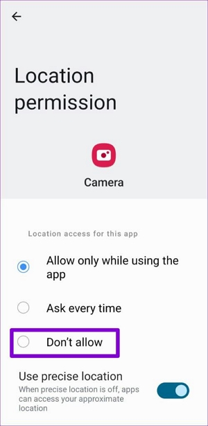 select the Location option | turn off location on photos