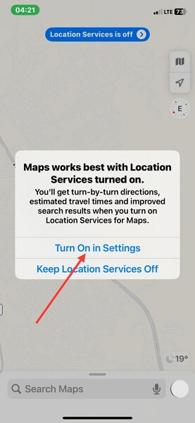 choose Turn on in Settings | Send Location on Instagram