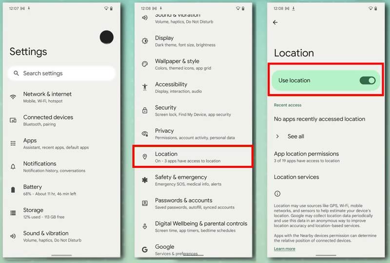 manage location settings | manage location settings android