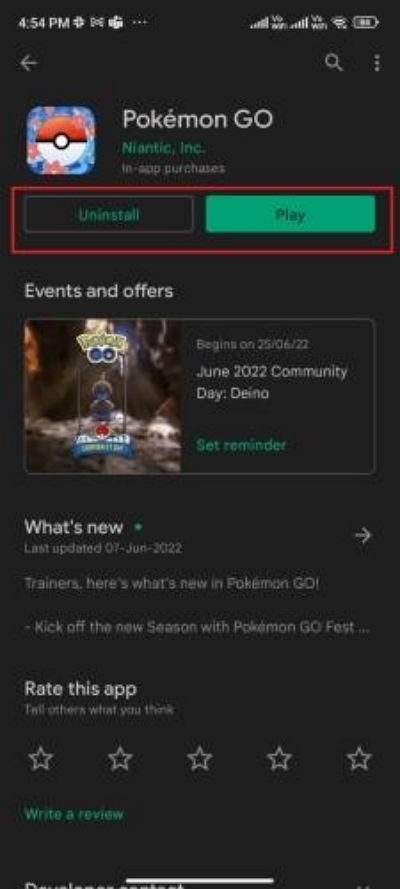 アンインストールをタップ | Pokémon GoのGPS信号が見つからない問題を修正