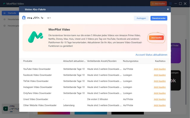 MovPilot Registrierung | Konto aktivieren