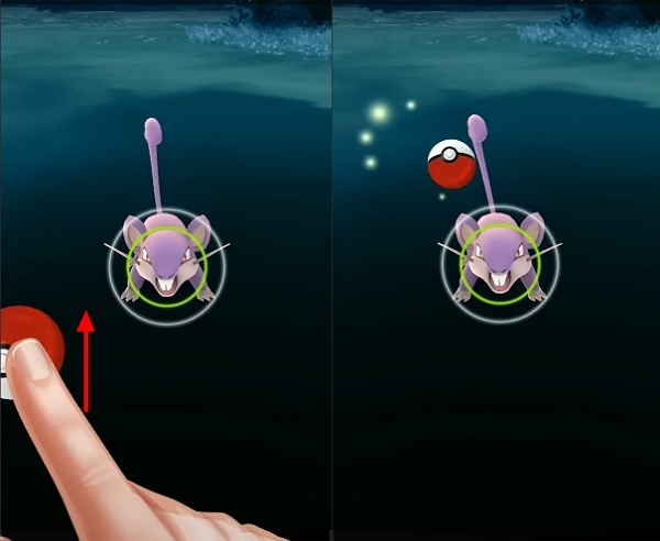flick your finger in the upward direction | pokemon go excellent throw