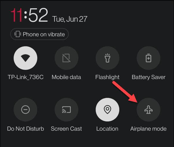 turn on Airplane mode Android | Pause Snapchat Location