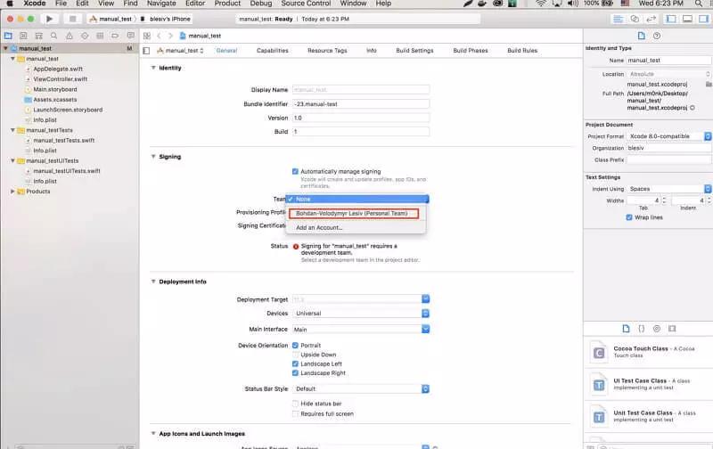 fill in project name | Change Real iPhone Location with Xcode