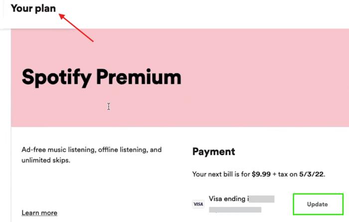 Wählen Sie Aktualisieren | Standort auf Spotify ändern