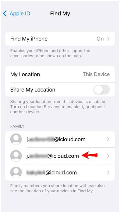 check Family section Find My | How Do I Know If I'm Sharing My Location