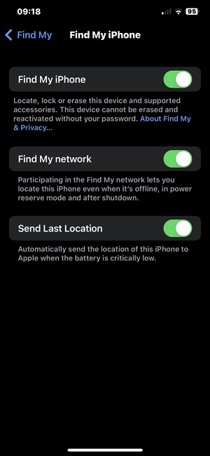 「iPhoneを探す | iMessageで位置情報を共有する」をタップ