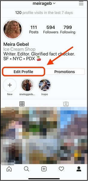 choose Edit Profile | Add Location to Instagram