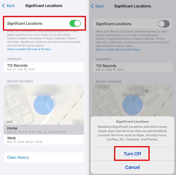 turn off significant locations | how to clear frequently visited on iphone