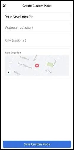 save custom location Facebook | Send Location on Instagram