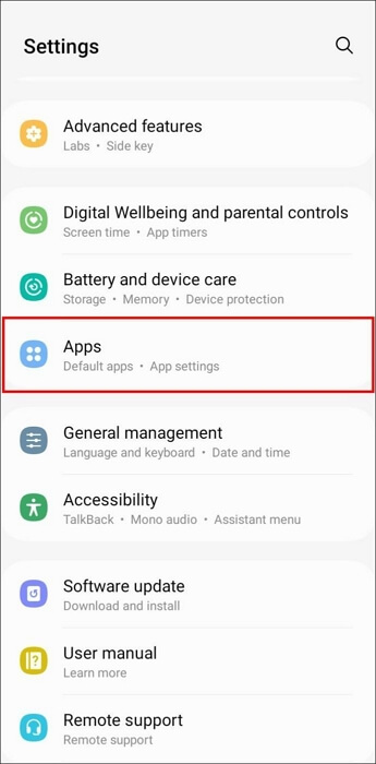 select Apps in Settings Android | Stop Sharing Location on Snapchat