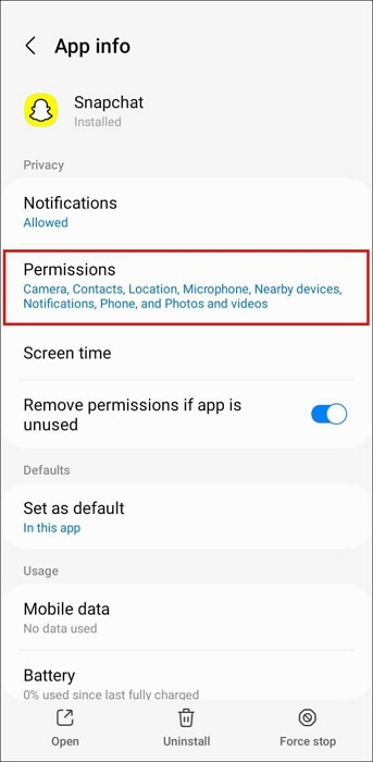 許可をタップ | Snapchatで位置情報の共有を停止