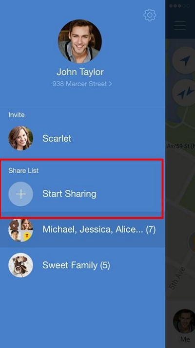Start Sharing | how to share location on line app
