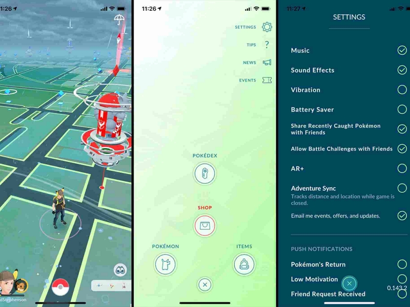 exit the settings menu  | defit pokemon go