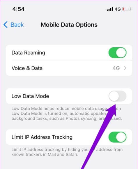 低データモードをオフにする | iPhone の位置情報サービスが機能しない