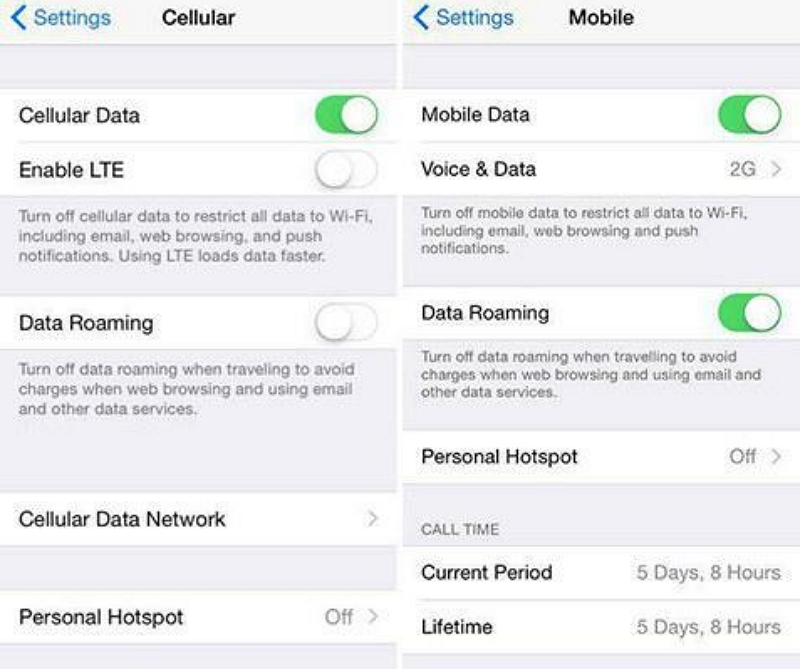 携帯電話データ/WiFi ネットワークを確認する | iPhone の GPS 位置情報が機能しない