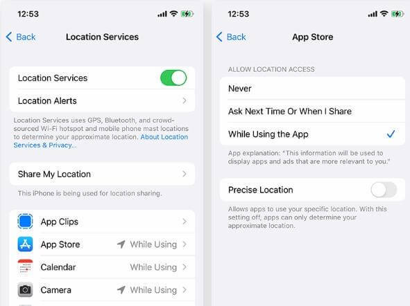 アプリにiPhoneの位置情報へのアクセスを許可する | iPhoneで位置情報をリクエスト