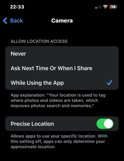 カメラがあなたの位置情報にアクセス | iPhoneの写真に位置情報が表示されない問題を修正