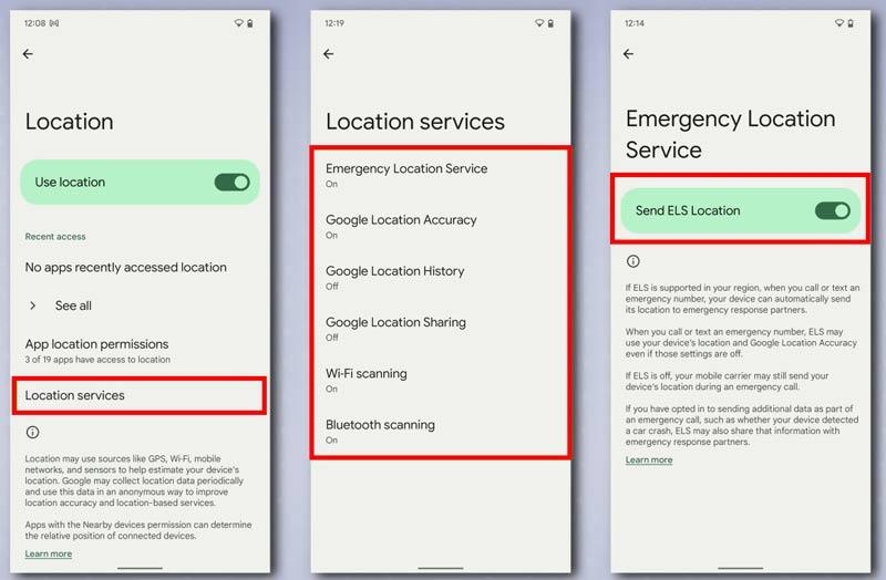 緊急位置情報サービスを無効にする | Android の位置情報設定を管理する