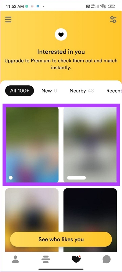 examine blurred | how to see who liked you on bumble