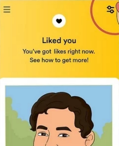 go to the filters option | how to see who liked you on bumble