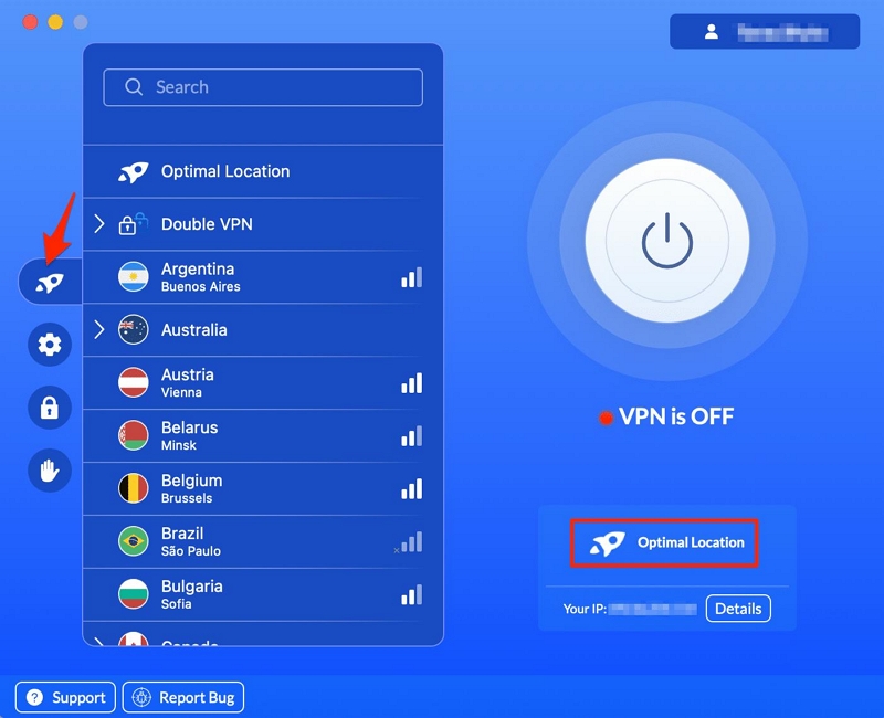 VPNを起動する | Telegramで偽の位置情報