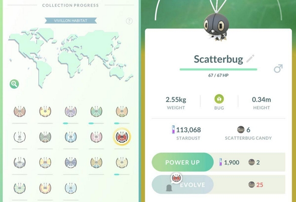 出現 scatterbug |精靈寶可夢 Go 維維永 地圖