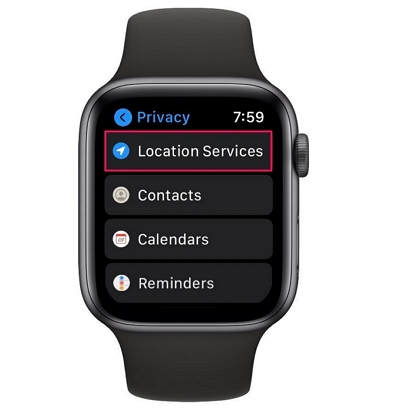 Apple Watch 2 にアクセスするためのアプリの許可を有効にする | 「自分の位置情報を共有」がグレー表示されています