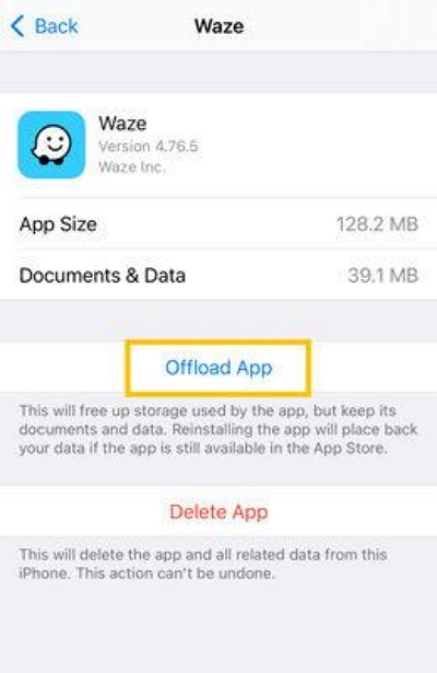 アプリをオフロード | Waze GPS が機能しない問題を修正