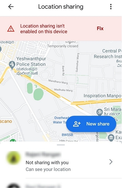 not sharing with you | share location unavailable