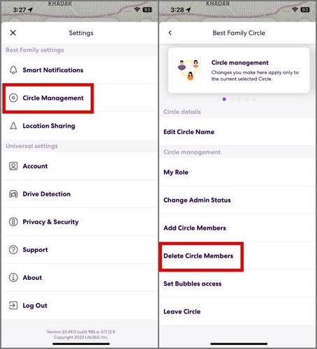 tap Delete Circle Members | Leave a Circle on Life360