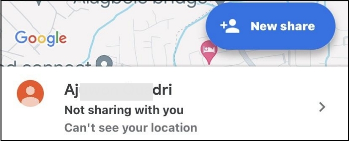 hit New Share | Sharing Location on Google Maps
