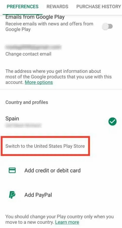 更改 Google Play 國家/地區 |更改 Google 帳戶中的位置
